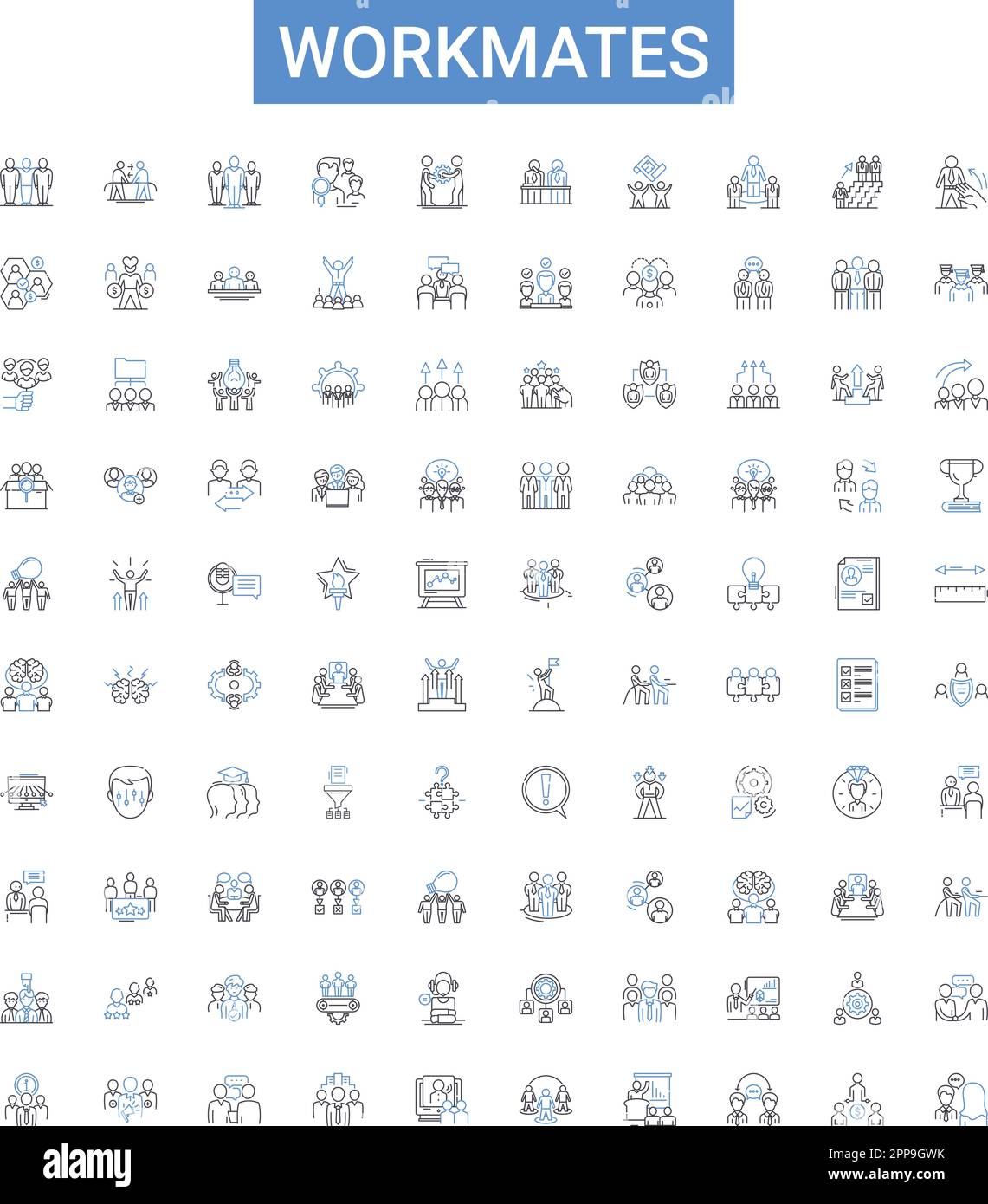 Workmates outline icons collection. Colleagues, Coworkers, Peers ...
