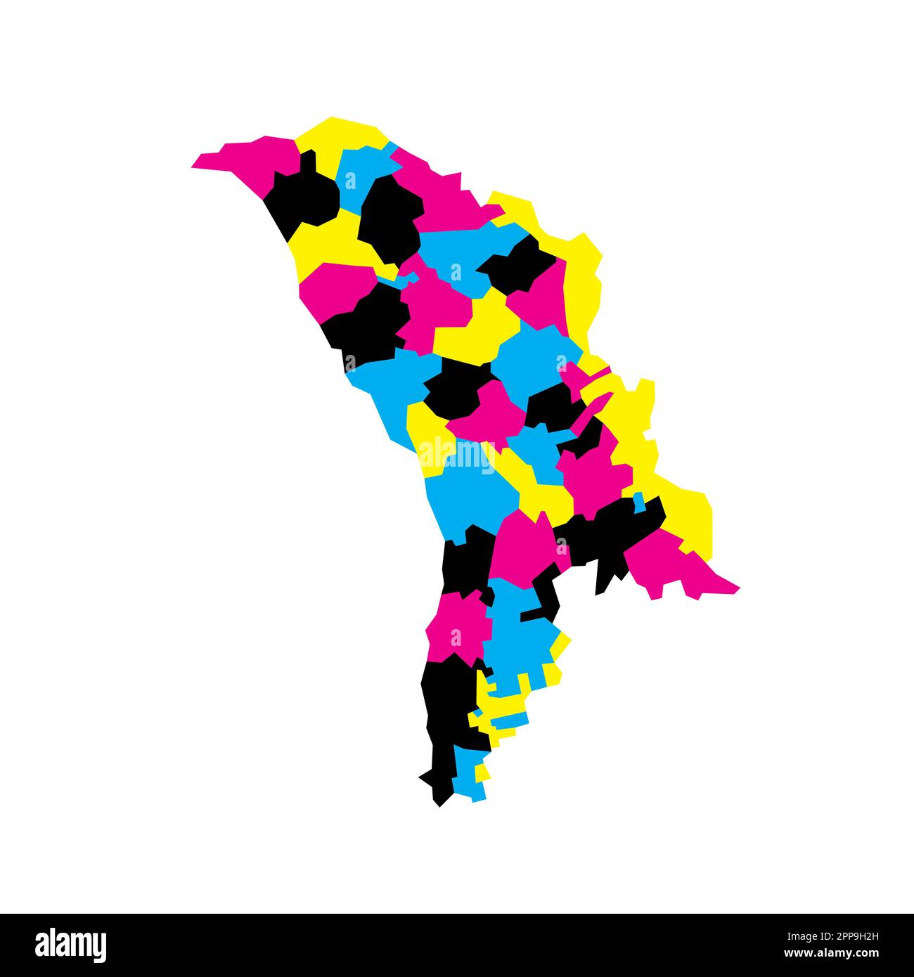 Moldova political map of administrative divisions - districts