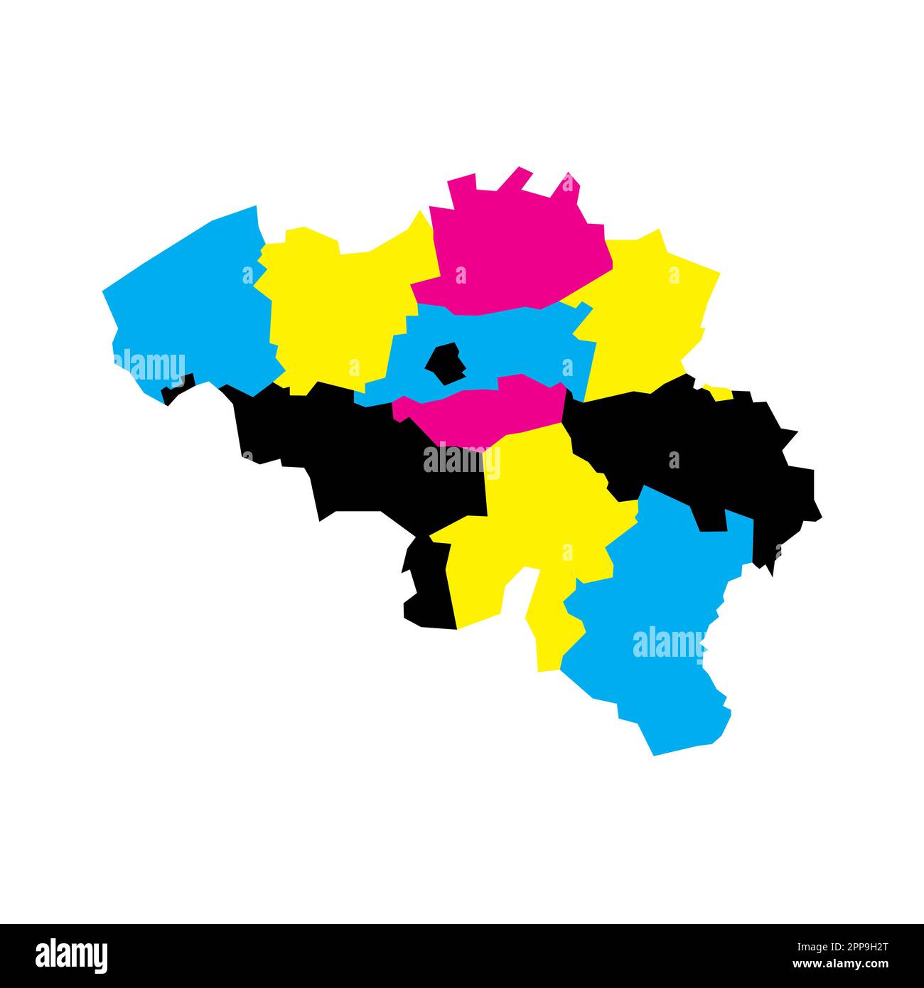 Belgium political map of administrative divisions provinces. Blank