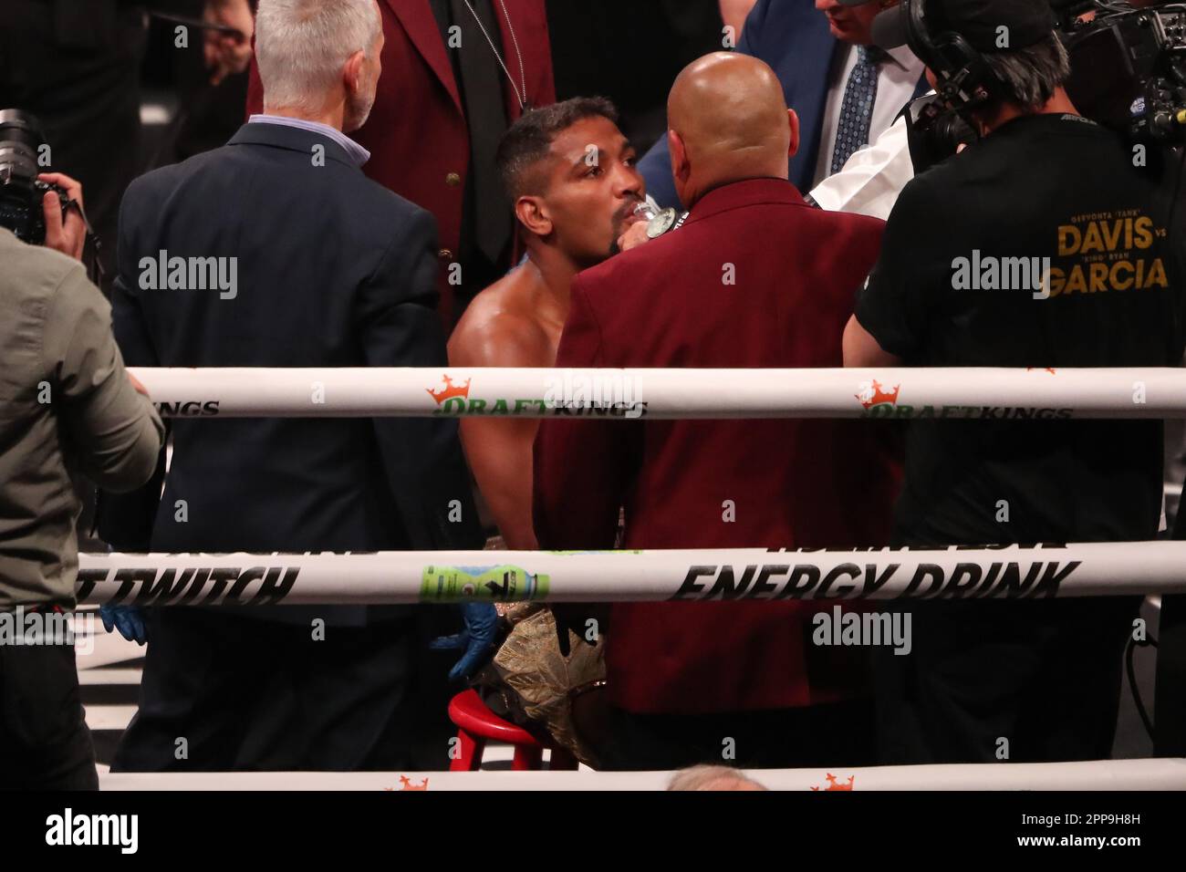 Las Vegas, Nevada, USA. 22nd Apr, 2023. April 22, 2023, Las Vegas, Nevada, LAS VEGAS, NEVADA, United States: LAS VEGAS, NEVADA -April 22: Yamaguchi Falcao reacts after his loss to David Morrell Jr. fight in a 12-round WBA World Super Middleweight title bout at Premier Boxing Champions - Davis vs Garcia at T-Mobile Arena on April 22, 2023 in Las Vegas, Nevada. (Credit Image: © Alejandro Salazar/PX Imagens via ZUMA Press Wire) EDITORIAL USAGE ONLY! Not for Commercial USAGE! Credit: ZUMA Press, Inc./Alamy Live News Stock Photo