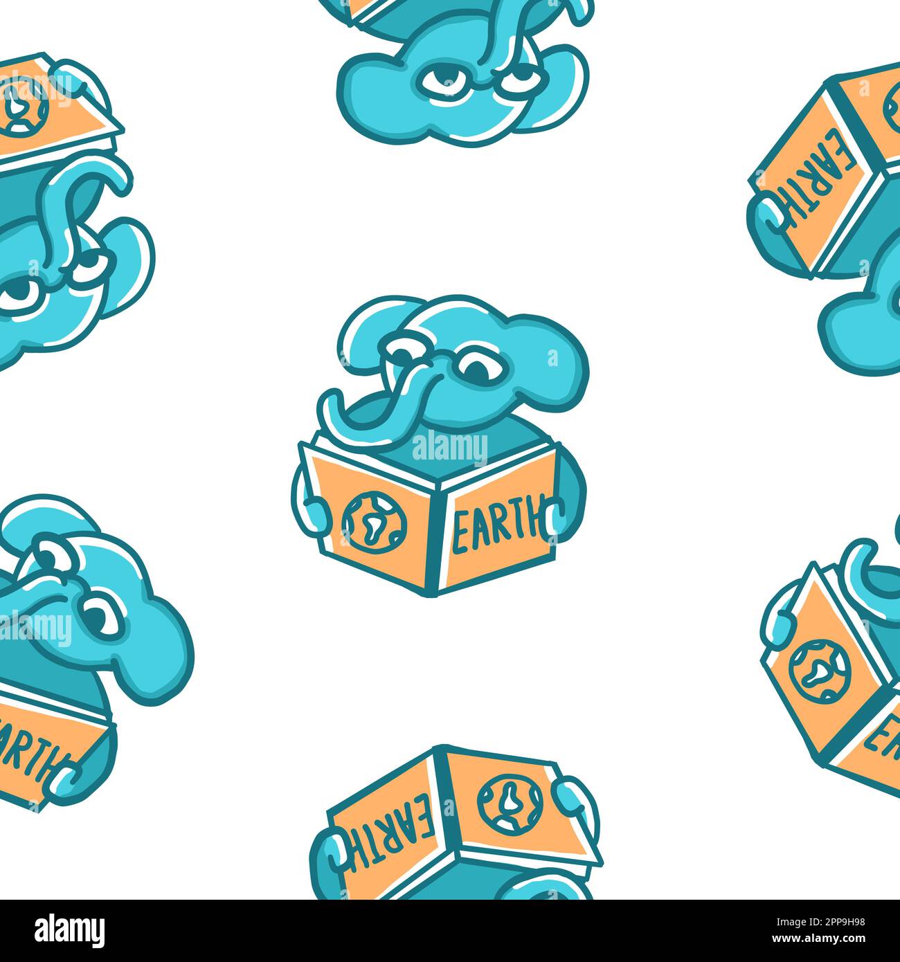 Elephants seamless pattern. Vector illustration in cartoon flat style ...