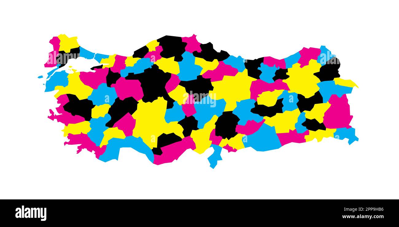 Turkey political map of administrative divisions - provinces. Blank ...