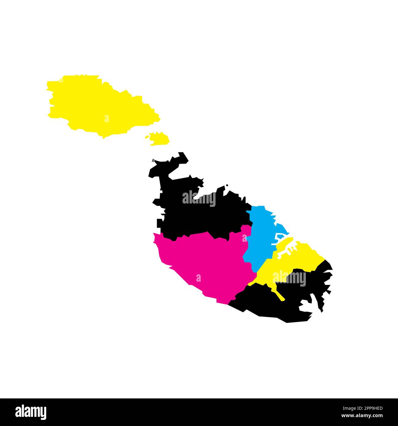 Malta political map of administrative divisions regions. Blank vector