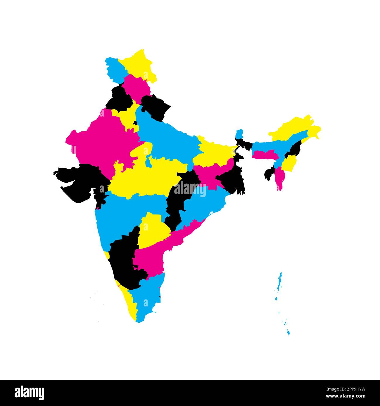 India political map of administrative divisions states and union