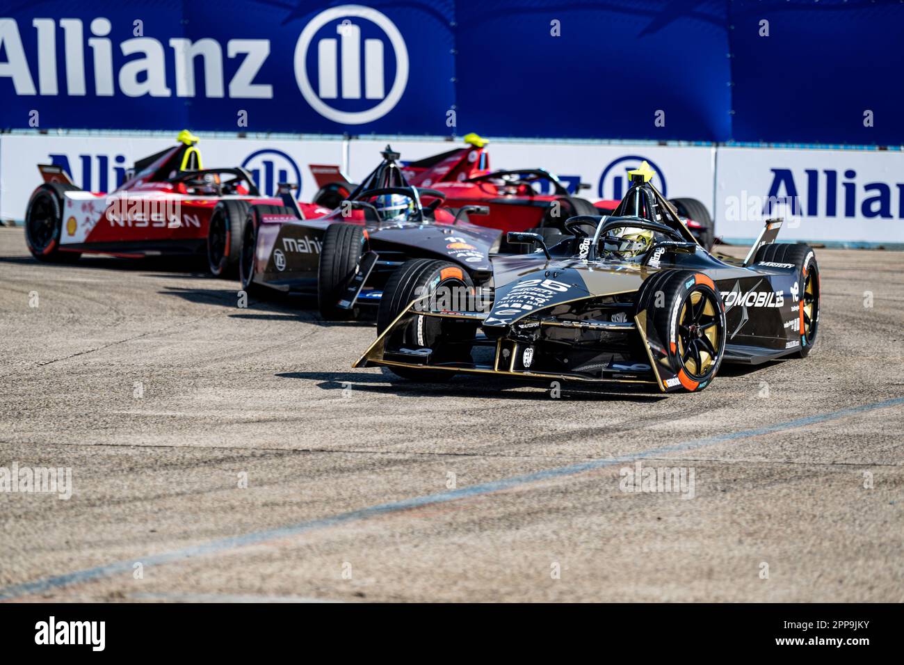 Berlin, Germany. 22nd Apr, 2023. Motorsport: Formula E: Berlin E-Prix at Tempelhofer Feld, race: Jean-Eric Vergne of the DS Penske Autosport team on the track. Credit: Fabian Sommer/dpa/Alamy Live News Stock Photo