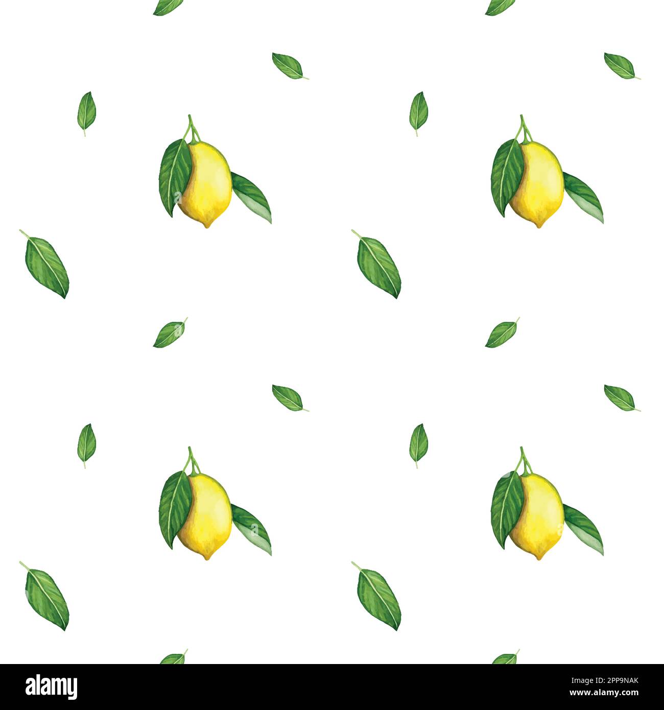 Watercolor seamless pattern with lemons for packaging and postcards. Stock Vector