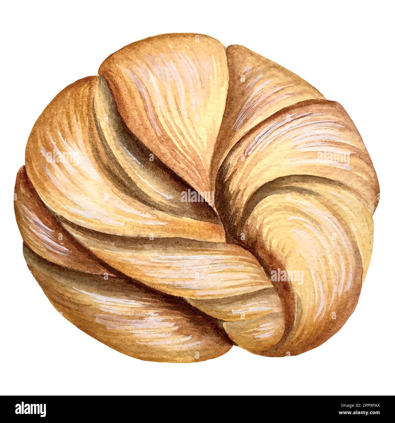 Watercolor vector illustrations of tasty pastry. Set of bakery