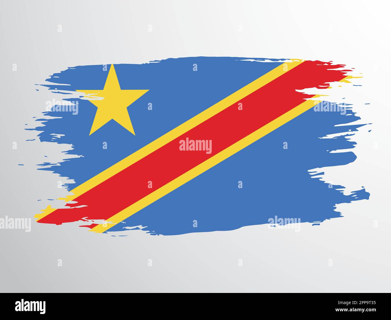 Vector flag of the Democratic Republic of the Congo drawn with a brush ...