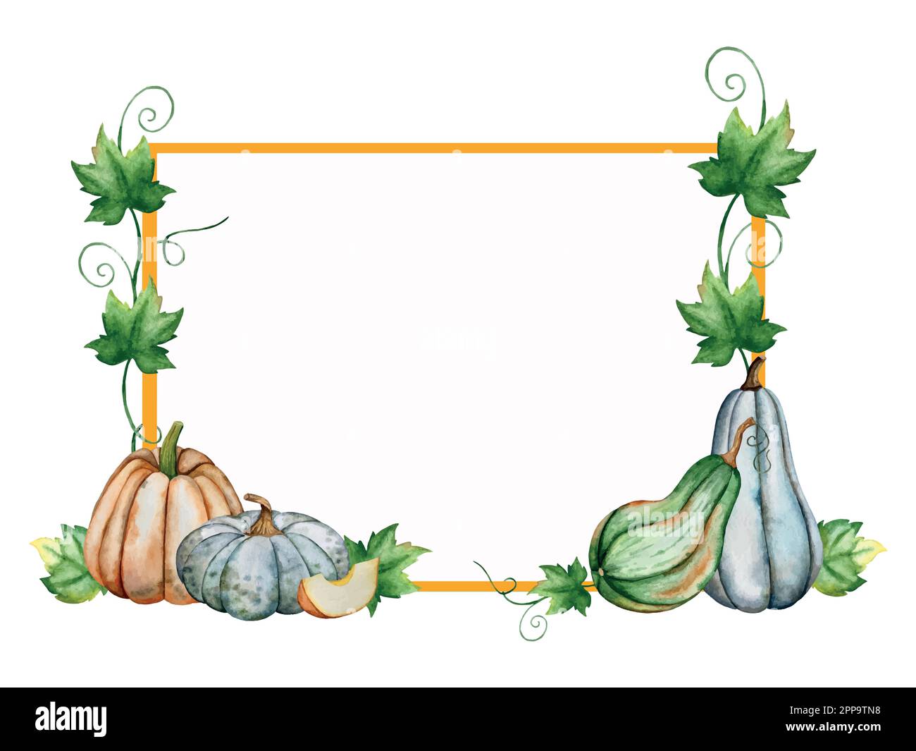 Watercolor vector pumpkins set of illustrations. Decoration with ...