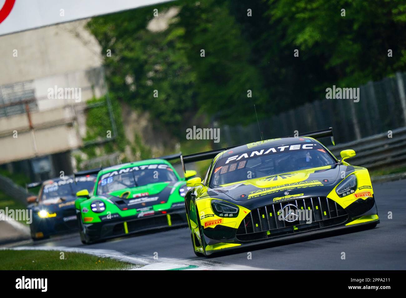 Monza, Italy. 23rd Apr, 2023. The #3 GetSpeed Mercedes-AMG GT3 of Patrick ASSENHEIMER, Alex PERONI and Florian SCHOLZE (BRONZE) during the Fanatec GT World Challenge Europe at Autodromo di Monza on April 22, 2023 in Monza, Italy. Credit: Luca Rossini/E-Mage/Alamy Live News Stock Photo