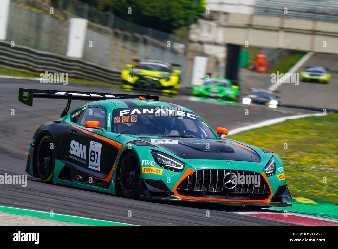 Monza, Italy. 23rd Apr, 2023. The #81 Theeba Motorsport Mercedes-AMG GT3 of Reema JUFFALI, Ralf ARON and Alain VALENTE (BRONZE) during the Fanatec GT World Challenge Europe at Autodromo di Monza on April 22, 2023 in Monza, Italy. Credit: Luca Rossini/E-Mage/Alamy Live News Stock Photo