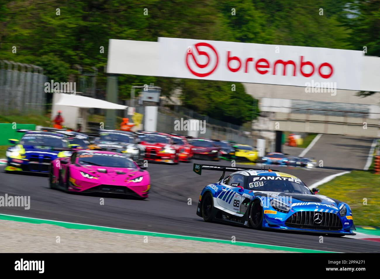 Monza, Italy. 23rd Apr, 2023. The #88 Akkodis ASP Team Mercedes-AMG GT3 of Timur BOGUSLAVSKIY, Raffaele MARCIELLO and Jules GOUNON (PRO) during the Fanatec GT World Challenge Europe at Autodromo di Monza on April 22, 2023 in Monza, Italy. Credit: Luca Rossini/E-Mage/Alamy Live News Stock Photo