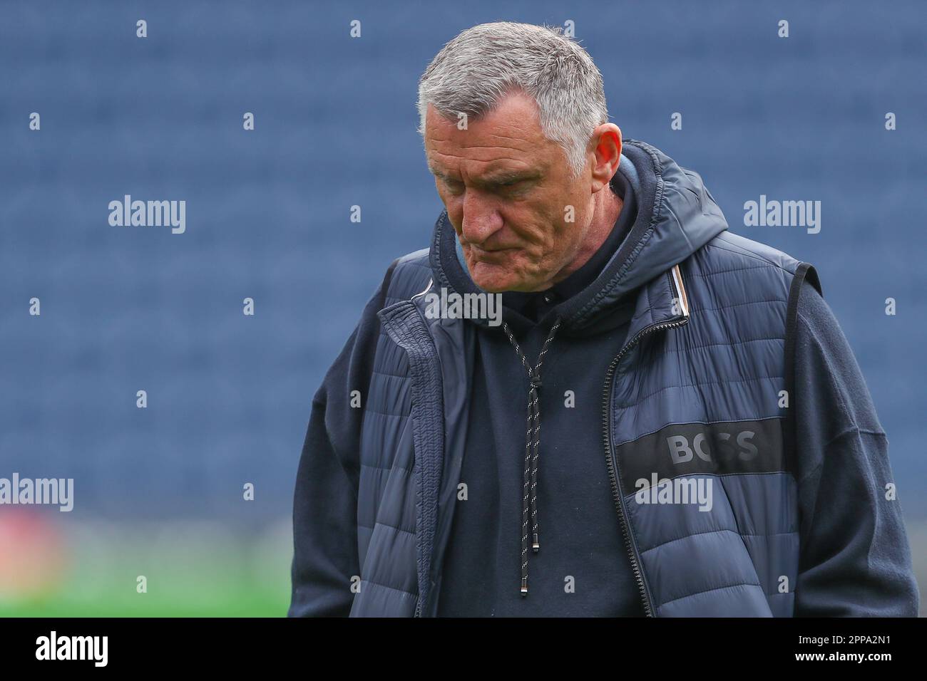 Tony Mowbray manager of Sunderland arrives ahead of the Sky Bet Championship match West Bromwich Albion vs Sunderland at The Hawthorns, West Bromwich, United Kingdom, 23rd April 2023  (Photo by Gareth Evans/News Images) in West Bromwich, United Kingdom on 4/23/2023. (Photo by Gareth Evans/News Images/Sipa USA) Stock Photo