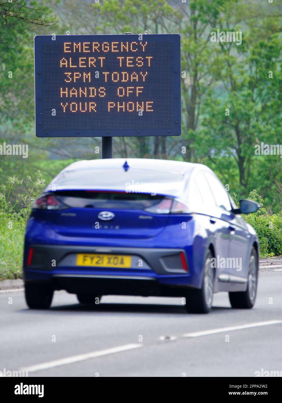 An electronic road sign in Bath, warns motorists of the impending