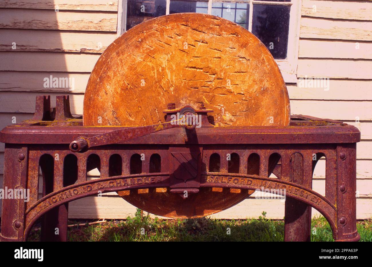 Antique British made grindstone manufactured by Richmond and Chandler