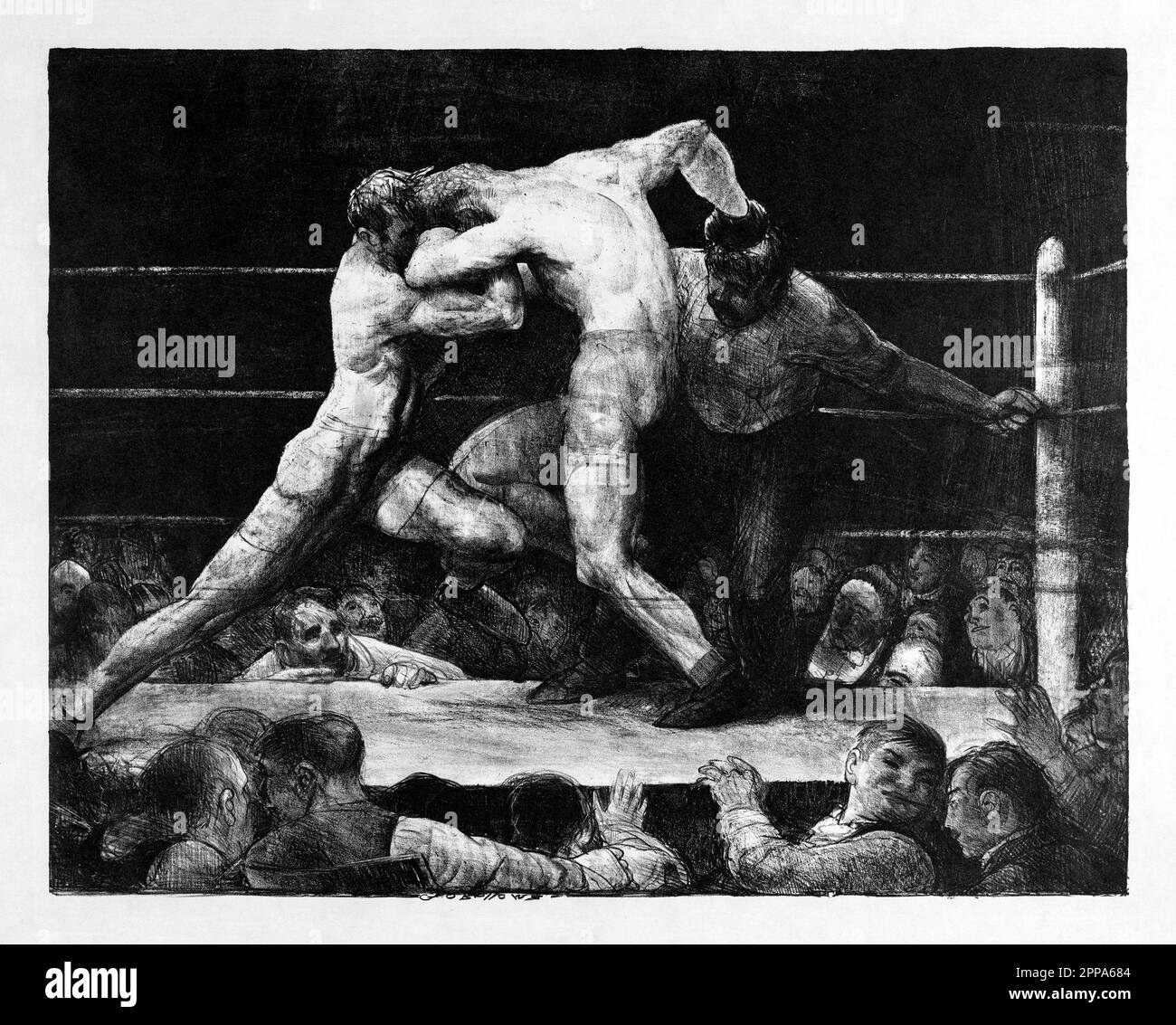 A stag at Sharkey's print in high resolution by George Wesley Bellows. Original from the Boston Public Library. (1917) Stock Photo