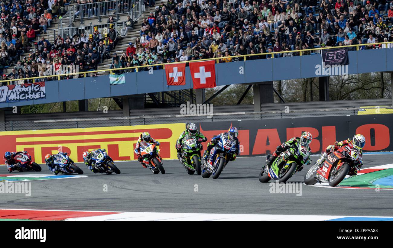 TT Assen Circuit, Assen, Netherlands, April 22, 2023, First Lap during