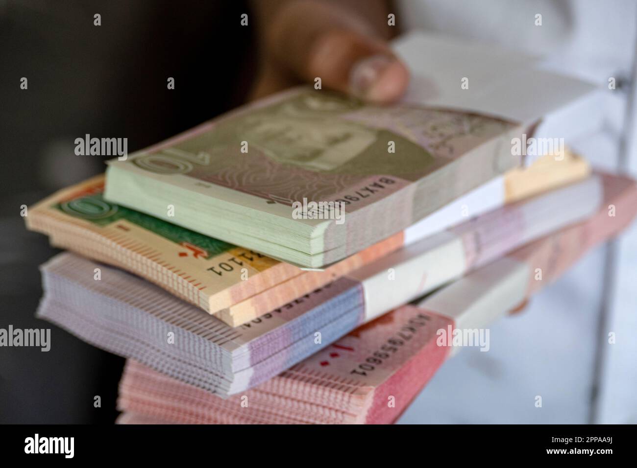 Karachi, Pakistan April 22, 2023. Pakistani Currency Banknote