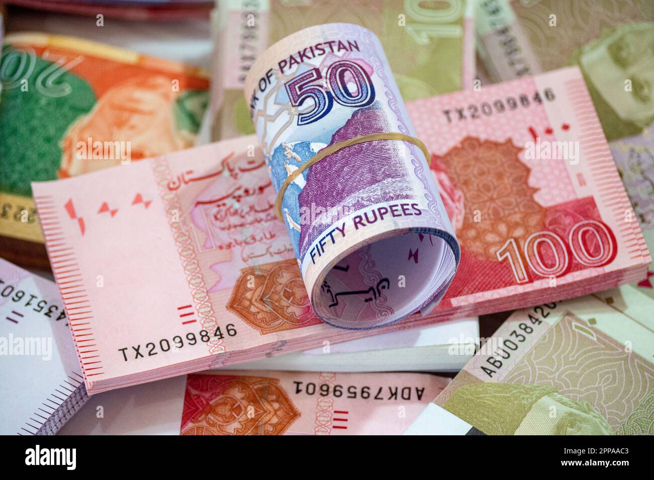 Karachi, Pakistan April 22, 2023. Pakistani Currency Banknote