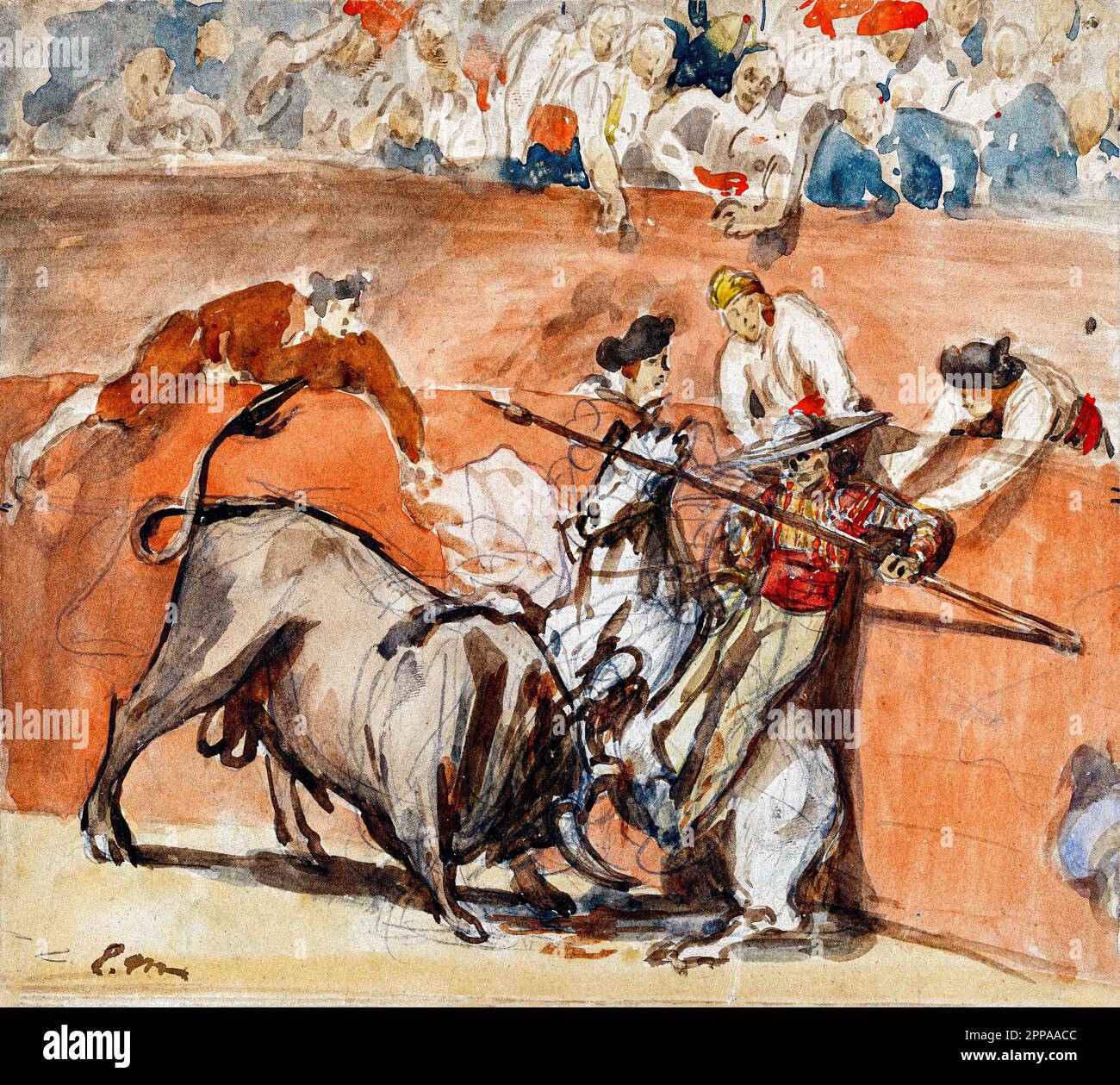 Bullfight painting in high resolution by Edouard Manet. Original from The Getty. Stock Photo