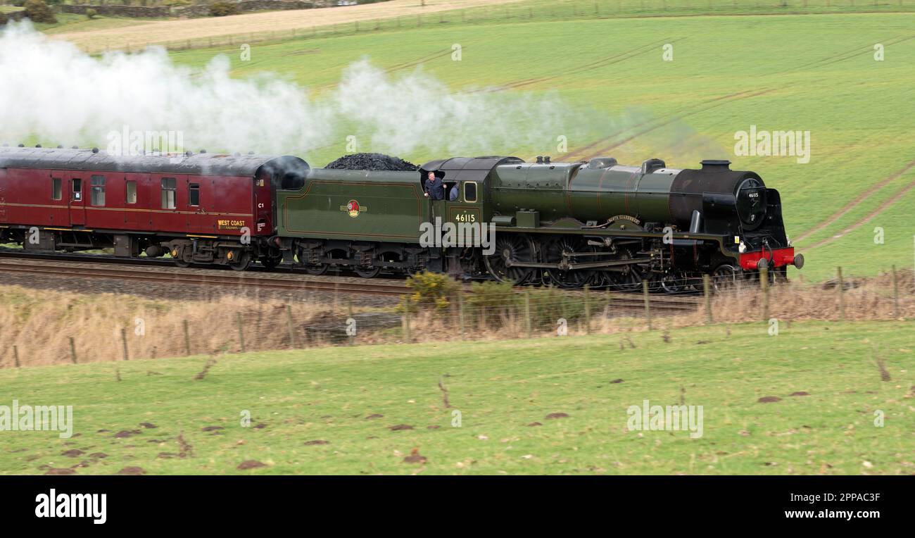 London, Midland and Scottish Railway Royal Scot 46100 Royal Scot , at Armathwaite Corner Stock Photo
