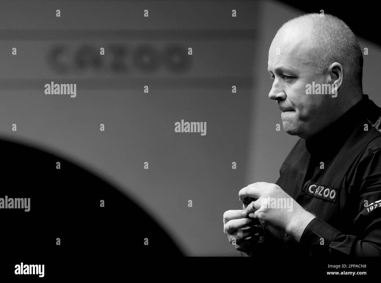 John Higgins during day nine of the Cazoo World Snooker Championship at