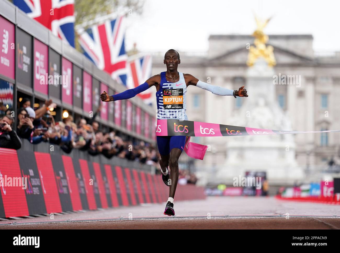 Kelvin Kiptum wins the Men's elite race during the TCS London Marathon