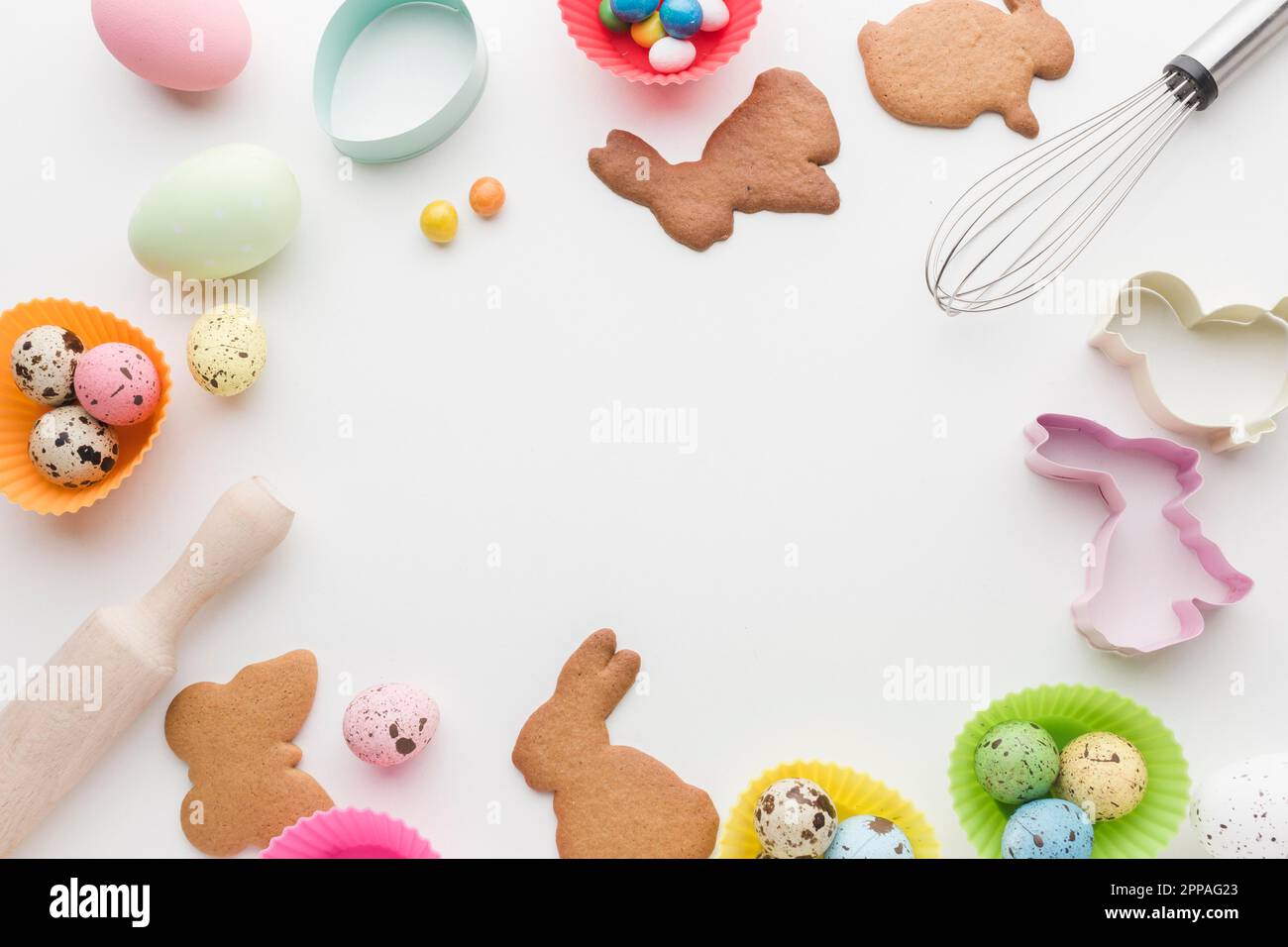 Top view cookies easter kitchen utensils frame Stock Photo Alamy
