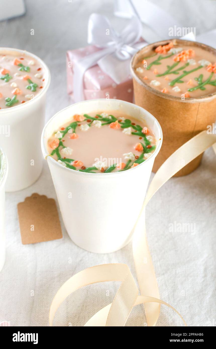 miniature paper coffee cups
