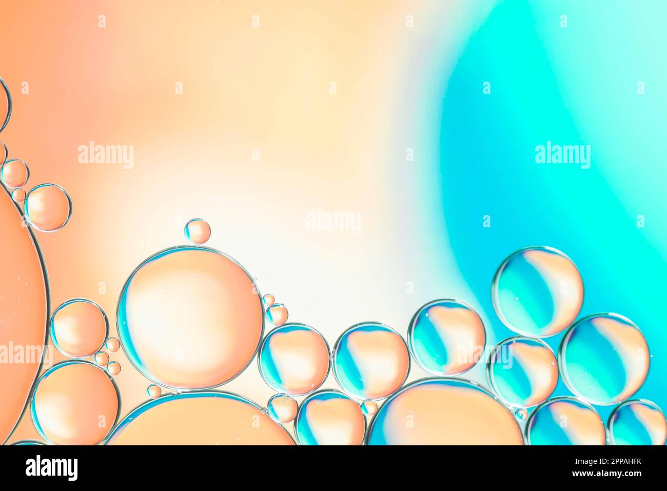 Blue beige oily drops water Stock Photo