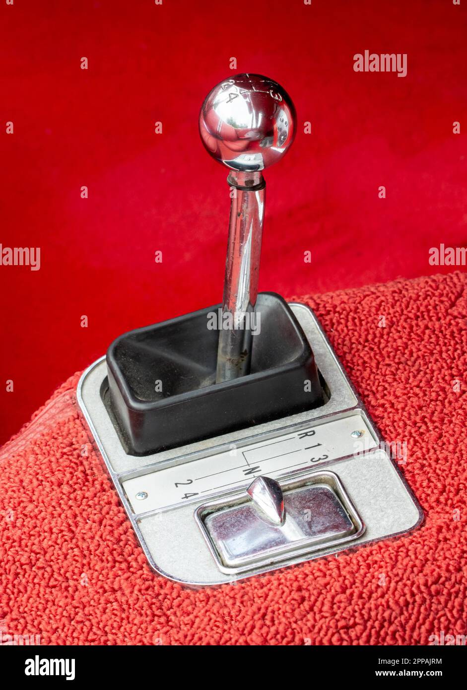 Vintage gear stick of a classic old-timer Stock Photo
