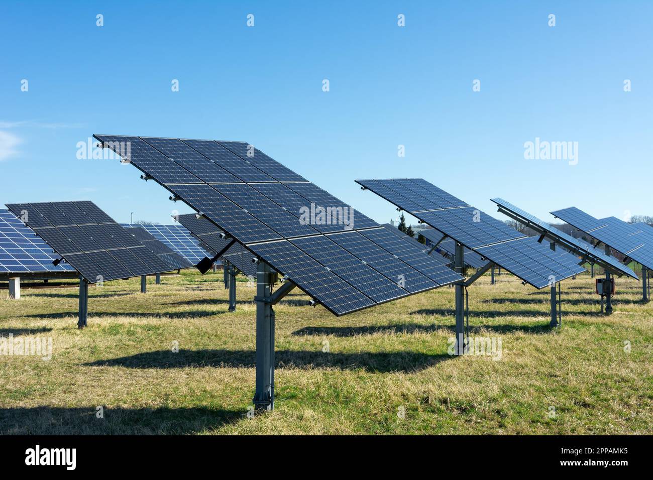 Innovative energy creation in a solar park Stock Photo