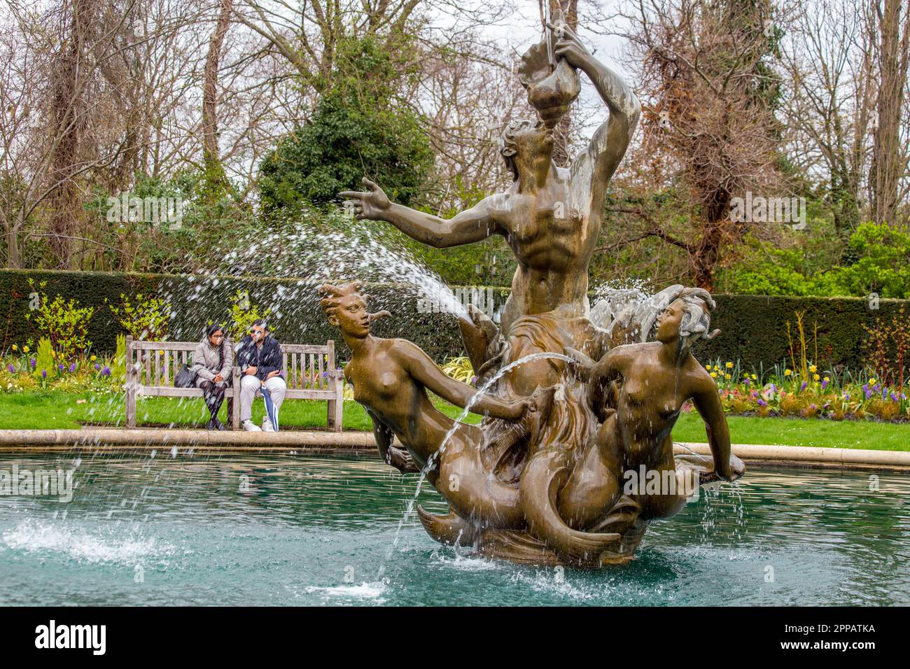 Triton and Dryads Fountain in The Regent's Park inner circle, London Stock Photo
