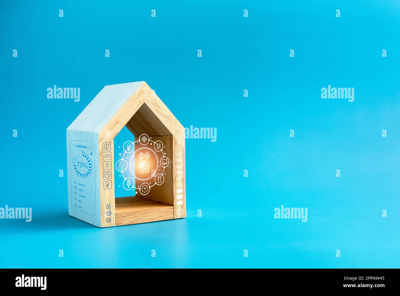 Smart home technology concept. Virtual circular futuristic interface