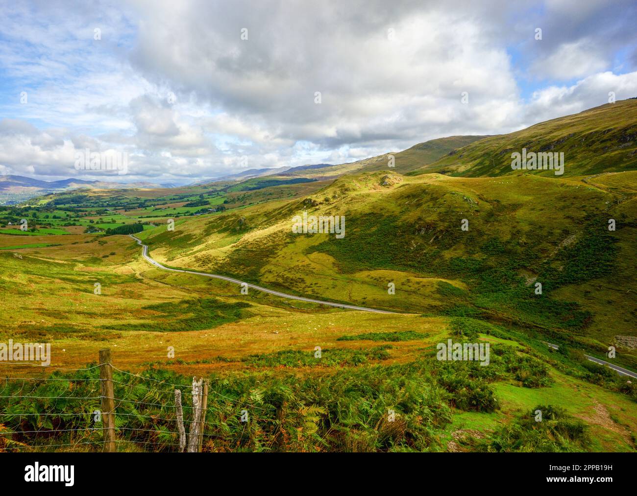 This is the Mach Loop a famous fyling practise area in Wales near Barmouth in the north-west. It's just a small walk up the hill from the car park. Stock Photo