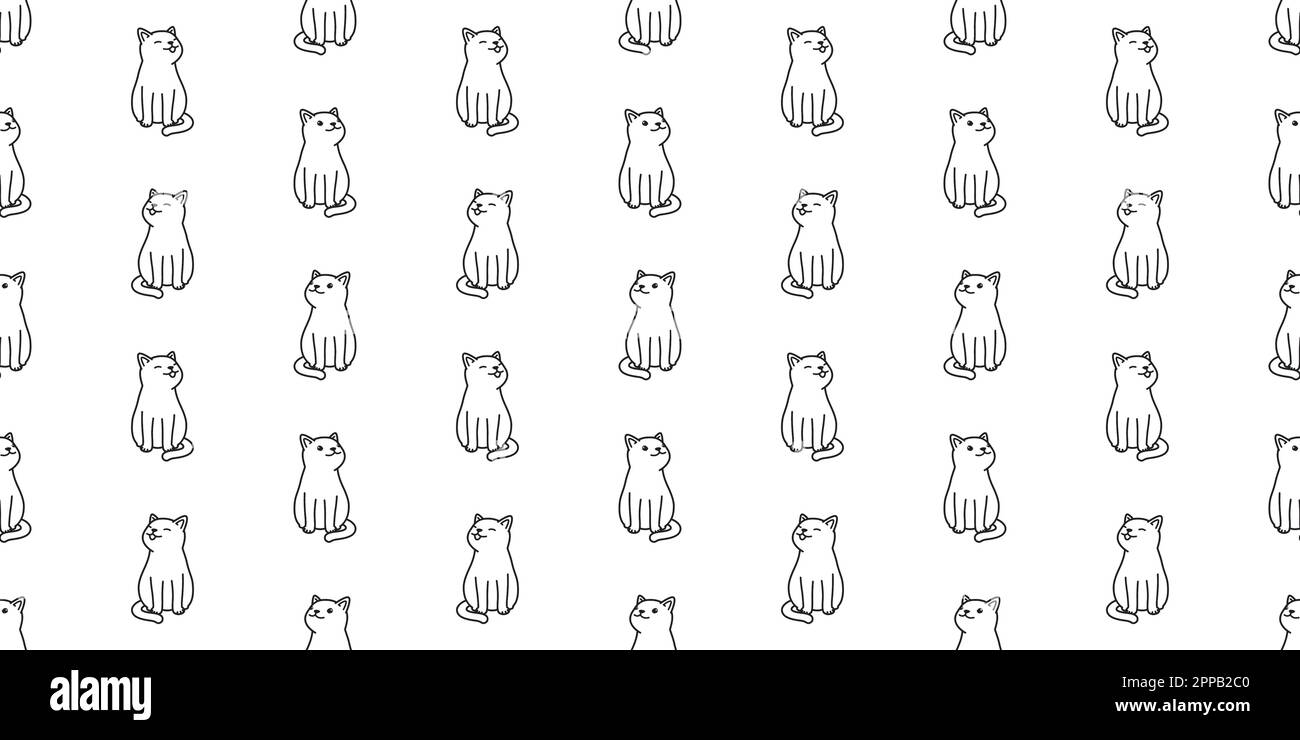 cat seamless pattern vector cat smile isolated wallpaper background ...