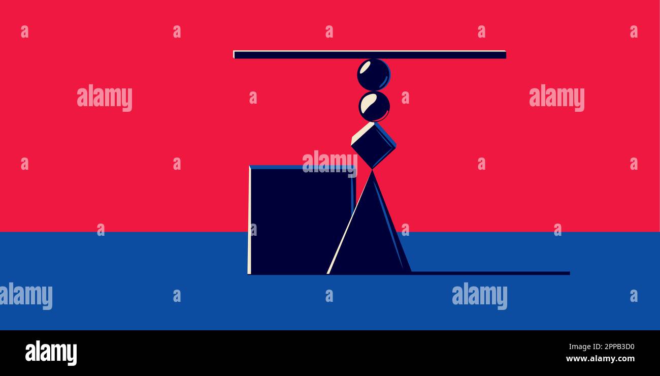 Various geometric shapes on a red background. Balance concept Stock ...