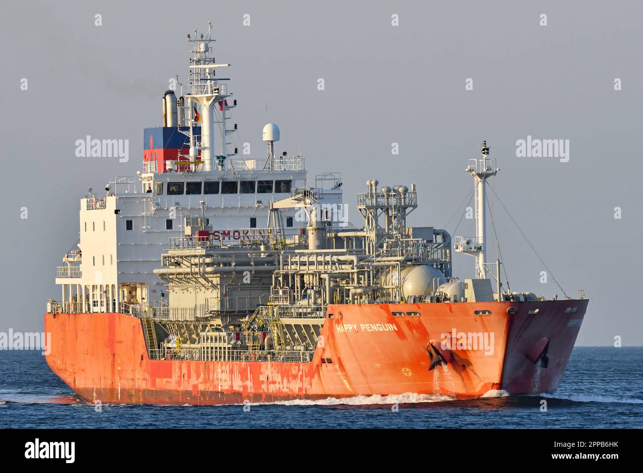 LPG Tanker HAPPY PENGUIN at the Kiel Fjord Stock Photo