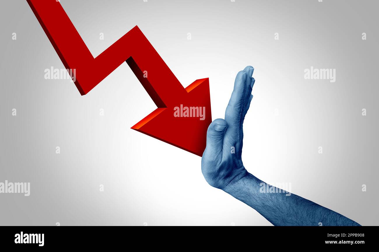 Recession Decline and financial downturn or economic decrease as a symbol for contraction of the economy and managing a slowdown of consumer spending Stock Photo