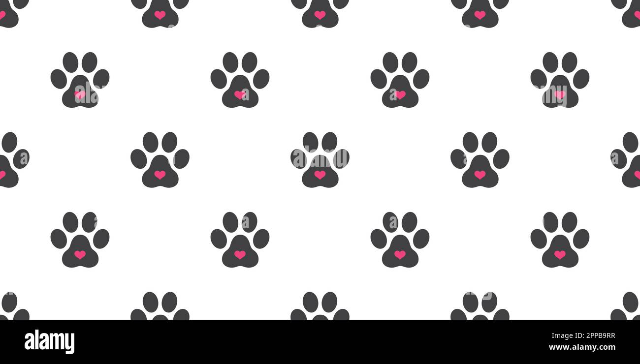 Dog Paw Seamless pattern vector valentine Cat Paw heart footprint