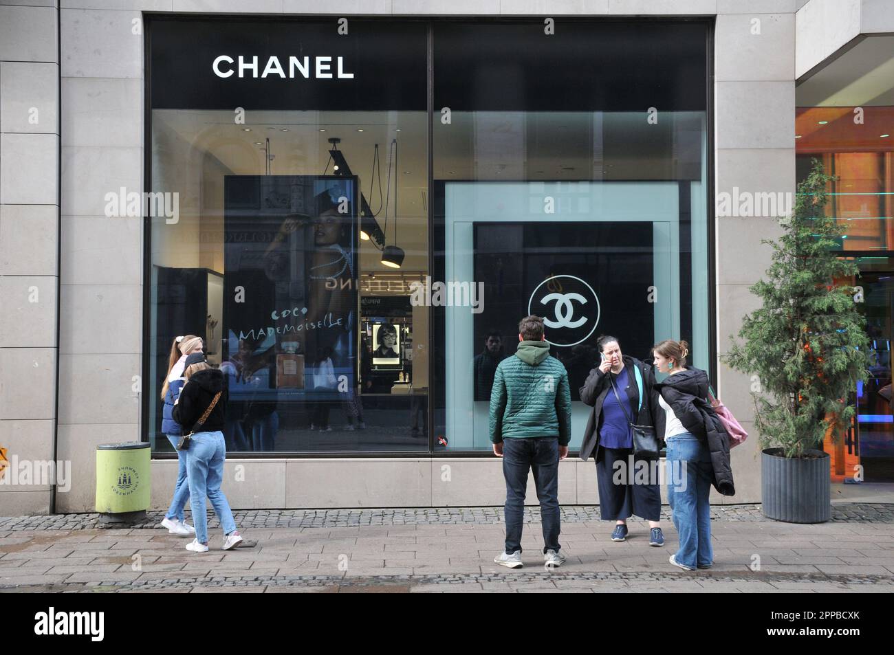 Copenhagen /Denmark/23 April 2023/People ride b ike and pass by the Chanel  store in danish capital Copenhagen Denmark. (Photo.Francis Joseph Dean/Dean  Pictures Stock Photo - Alamy