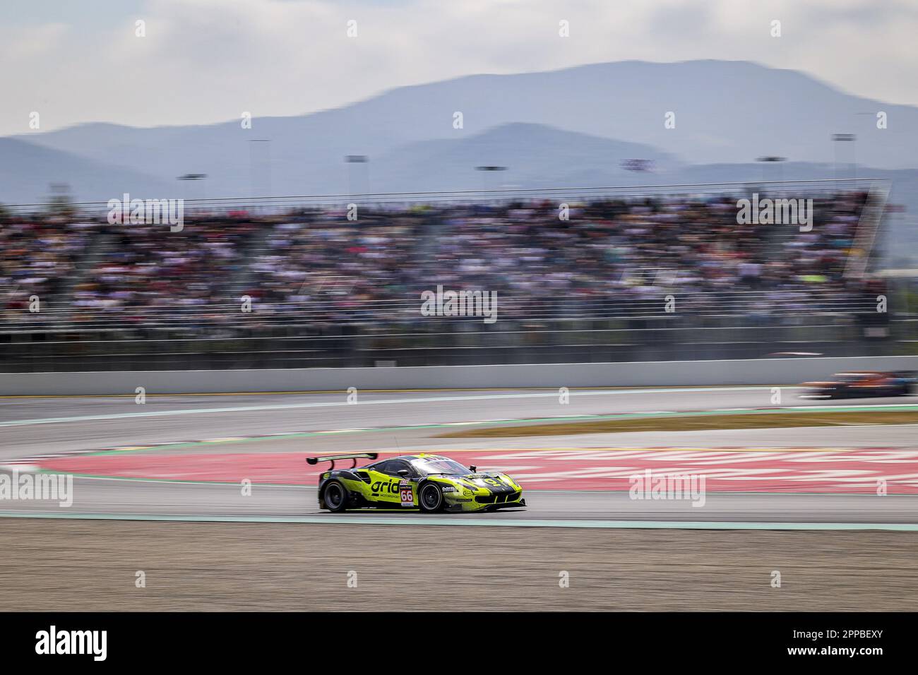 66 BERRY Martin (sgp), HANAFIN Lorcan (gbr), LANCASTER Jon (gbr), JMW Motorsport, Ferrari 488 GTE Evo, action during the 4 Hours of Barcelona 2023, 1st round of the 2023 European Le Mans Series on the Circuit de Barcelona-Catalunya from April 21 to 23, 2023 in Montmelo, Spain - Photo: Paulo Maria/DPPI/LiveMedia Stock Photo