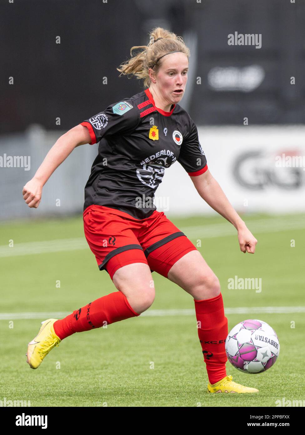 Rotterdam, Netherlands. 23rd Apr, 2023. ROTTERDAM, NETHERLANDS - APRIL 23:  Dana Breewel of Excelsior Rotterdam during the Dutch Azerion Womens  Eredivisie match between Excelsior and Feyenoord at Van Donge en De Roo