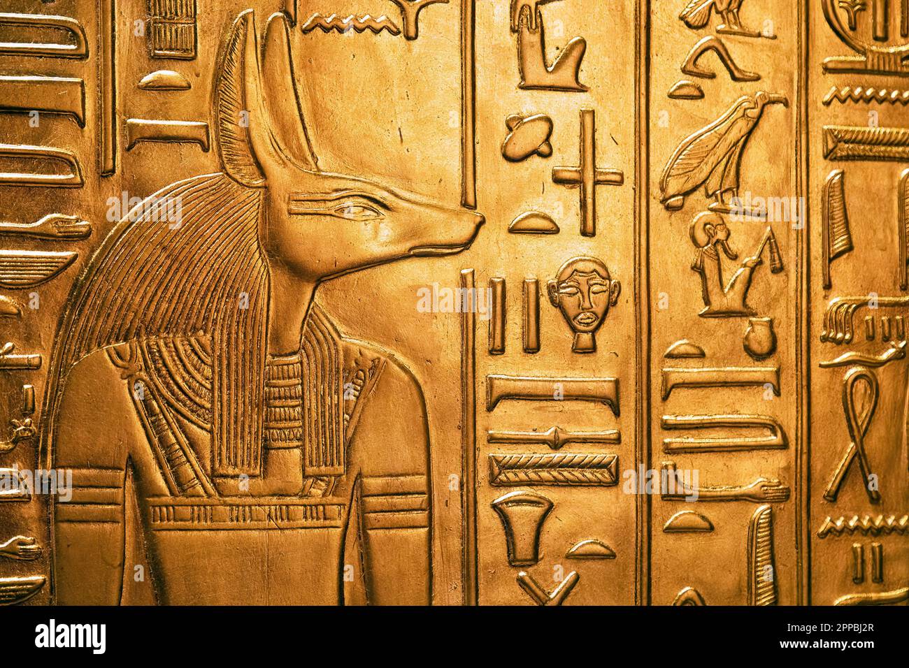 Ancient egyptian god Anubi from Tutankhamun tomb Stock Photo