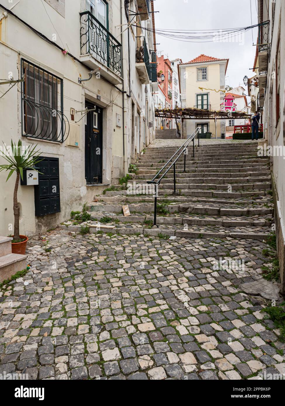 Lisbon Portugal Jan 2019 Historic Narrow Cobblestone Streets Of 