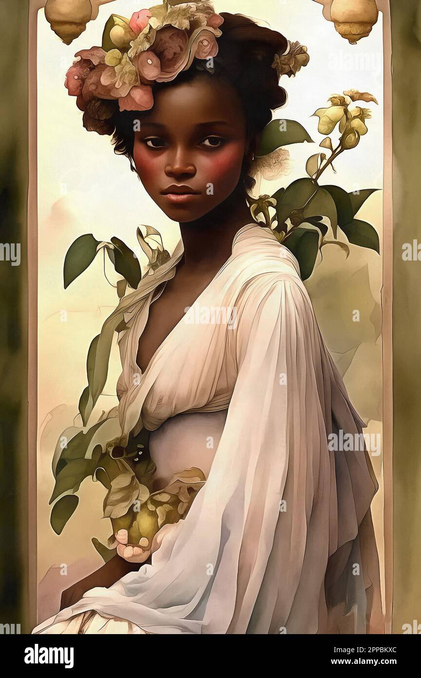 Illustrations woman and flowers Stock Photo Alamy