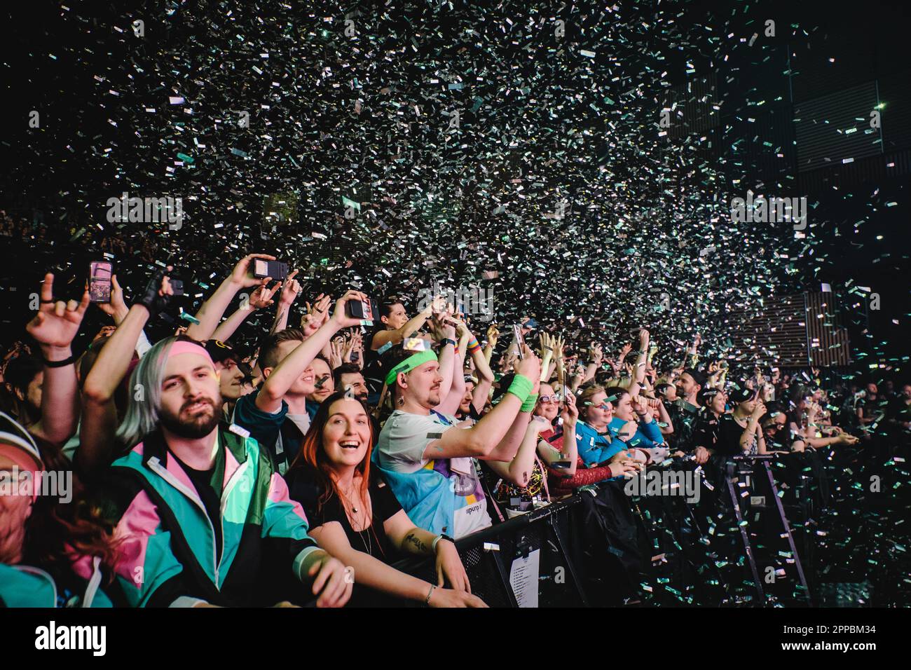 Zurich, Switzerland. 22nd Apr, 2023. Concert goers attend a live concert with the German