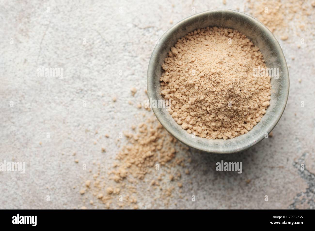 Bowl of Hickory smoked sea salt. Healthy food concept. Speciality salt