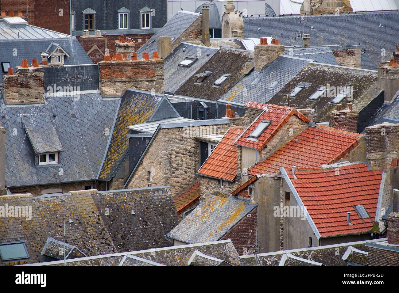 View from the castle over the rooftops of Dieppe, Normandy Stock Photo