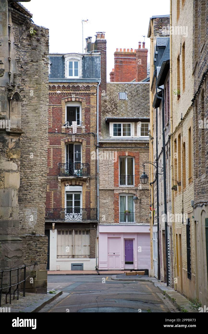 Typical alley with old houses in Dieppe, Normandy, France Stock Photo